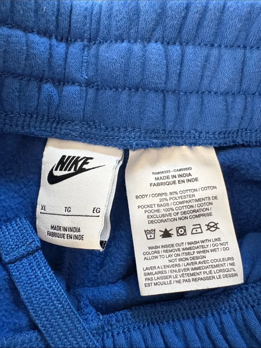 Nike Kids Royal Blue Fleece Joggers with White Logo